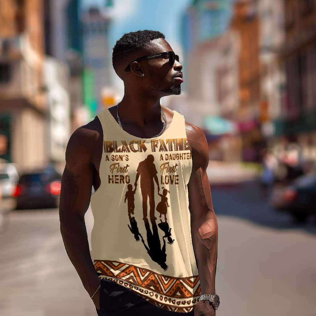 Black Father Men Tank Top African Father with Son and Daughter