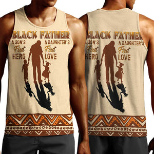 Black Father Men Tank Top African Father with Son and Daughter