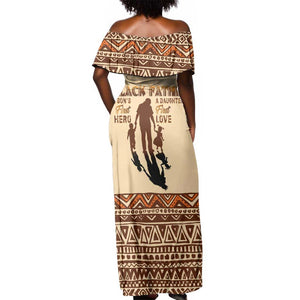 Black Father Off Shoulder Maxi Dress African Father with Son and Daughter