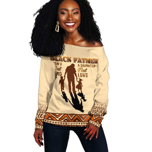 Black Father Off Shoulder Sweater African Father with Son and Daughter