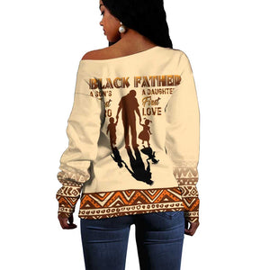 Black Father Off Shoulder Sweater African Father with Son and Daughter