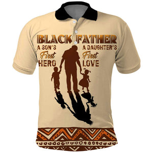 Black Father Polo Shirt African Father with Son and Daughter