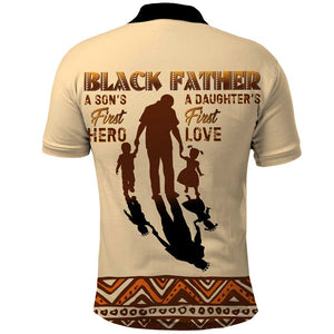 Black Father Polo Shirt African Father with Son and Daughter