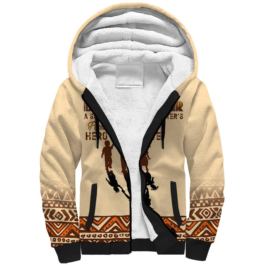 Black Father Sherpa Hoodie African Father with Son and Daughter