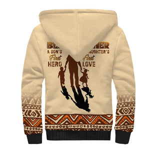 Black Father Sherpa Hoodie African Father with Son and Daughter