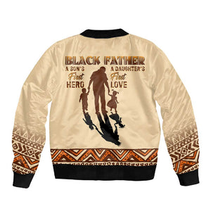 Black Father Sleeve Zip Bomber Jacket African Father with Son and Daughter