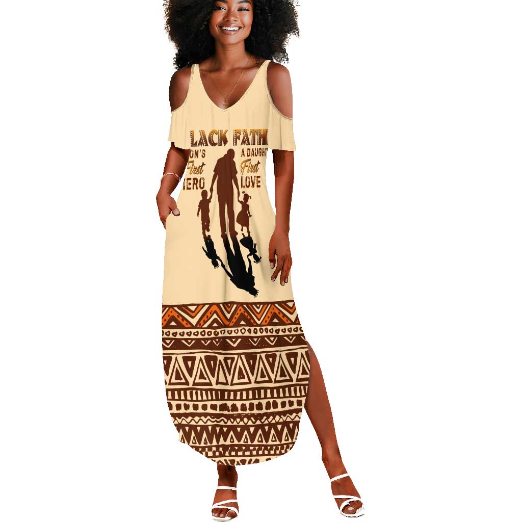 Black Father Summer Maxi Dress African Father with Son and Daughter