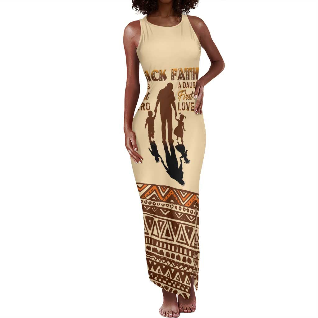 Black Father Tank Maxi Dress African Father with Son and Daughter