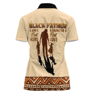 Black Father Women Polo Shirt African Father with Son and Daughter