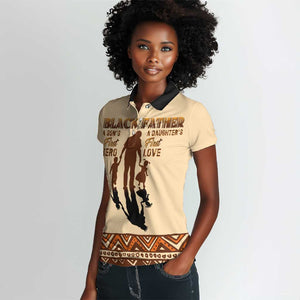 Black Father Women Polo Shirt African Father with Son and Daughter