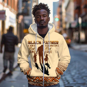 Black Father Zip Hoodie African Father with Son and Daughter