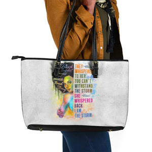 Black Girl I Am The Storm Leather Tote Bag African American Women