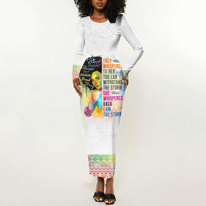 Black Girl I Am The Storm Long Sleeve Bodycon Dress African American Women DT02