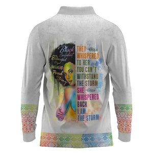 Black Girl I Am The Storm Long Sleeve Polo Shirt African American Women