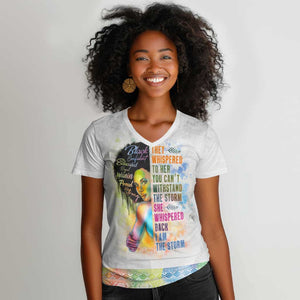 Black Girl I Am The Storm Women V-Neck T-Shirt African American Women