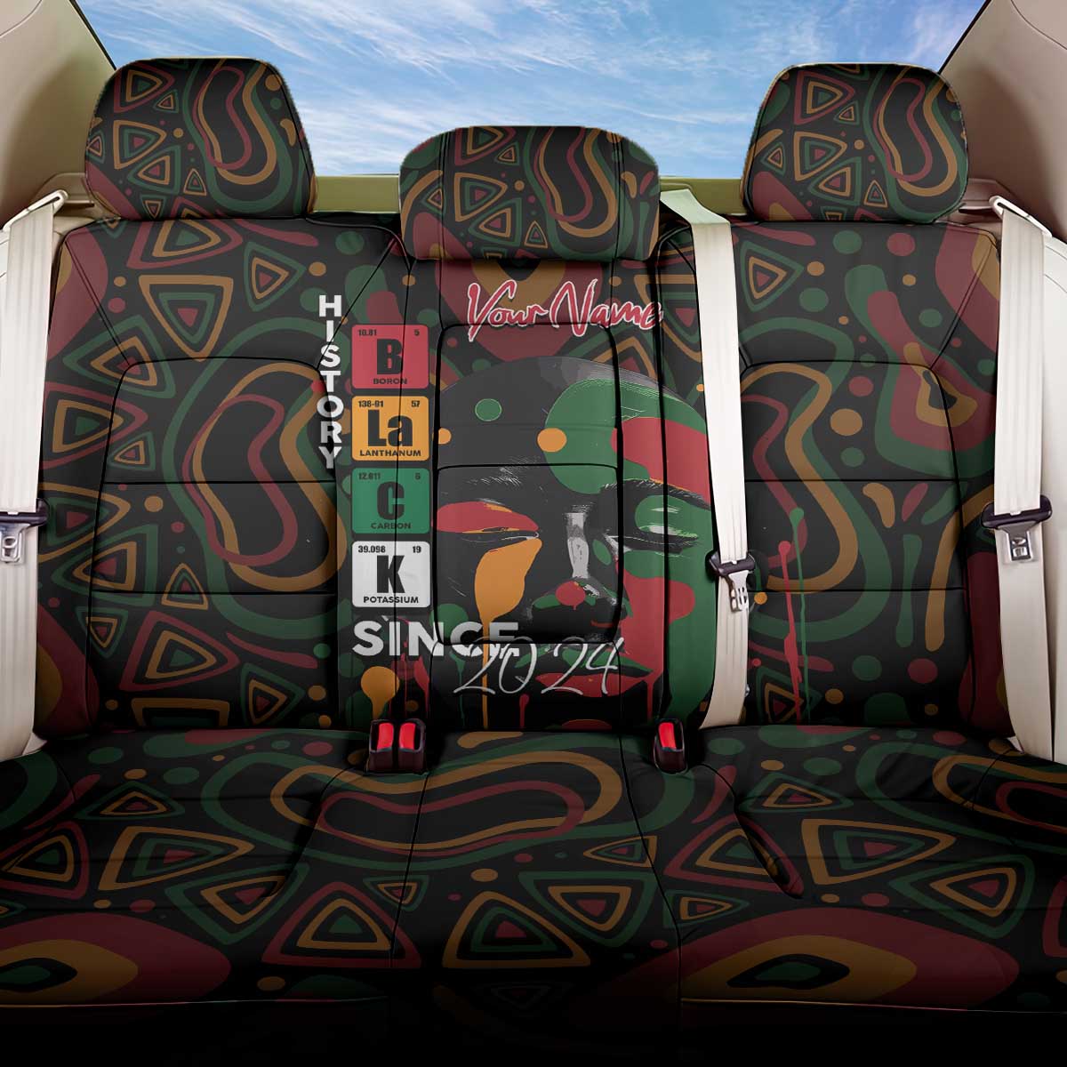 Personalized Black History Month Back Car Seat Cover Since 2024 Chemistry Style