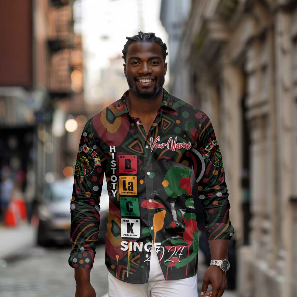Personalized Black History Month Long Sleeve Button Shirt Since 2024 Chemistry Style