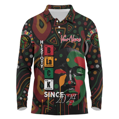 Personalized Black History Month Long Sleeve Polo Shirt Since 2024 Chemistry Style