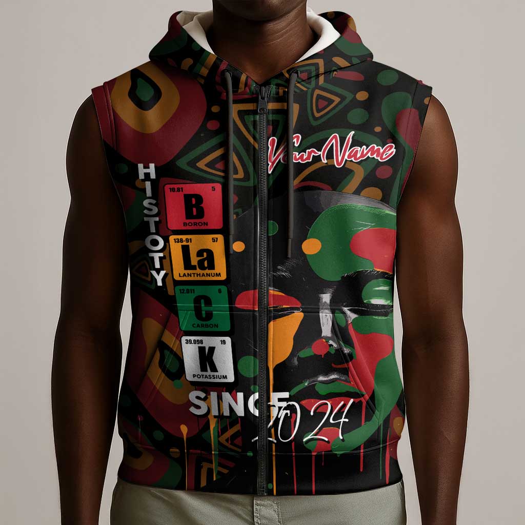Personalized Black History Month Sleeveless Zip Hoodie Since 2024 Chemistry Style - African Pride