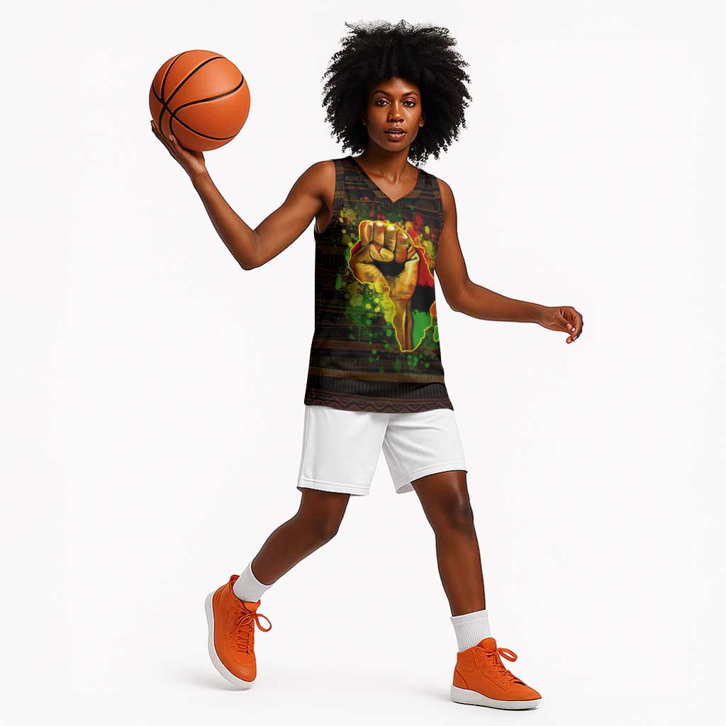 Black Power Basketball Jersey Africa Map DT02