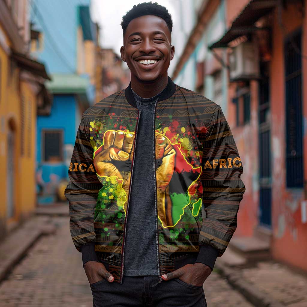 Black Power Bomber Jacket Africa Map