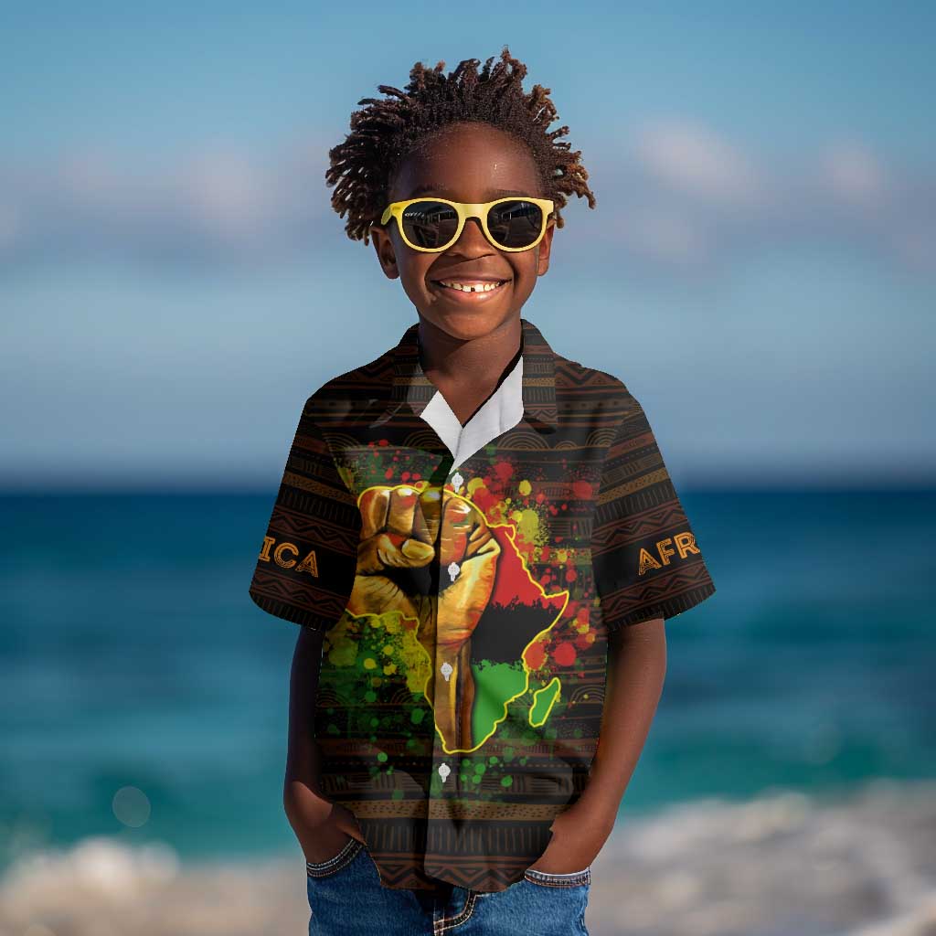 Black Power Kid Hawaiian Shirt Africa Map