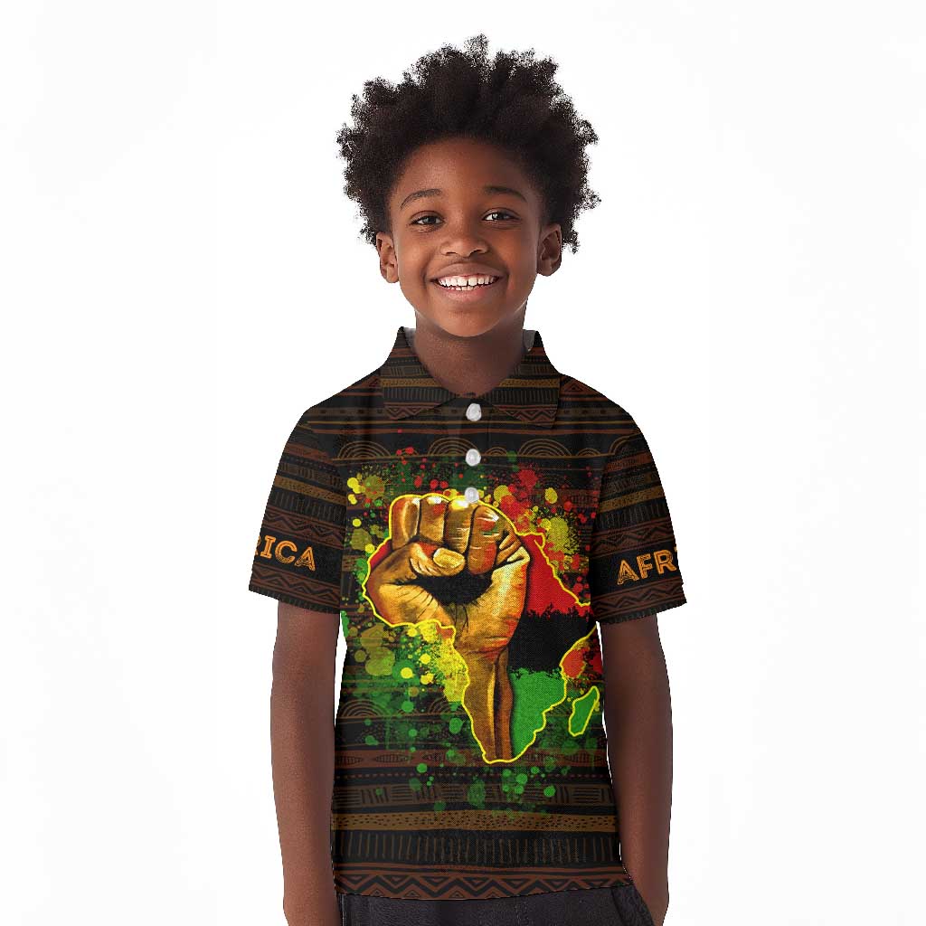 Black Power Kid Polo Shirt Africa Map