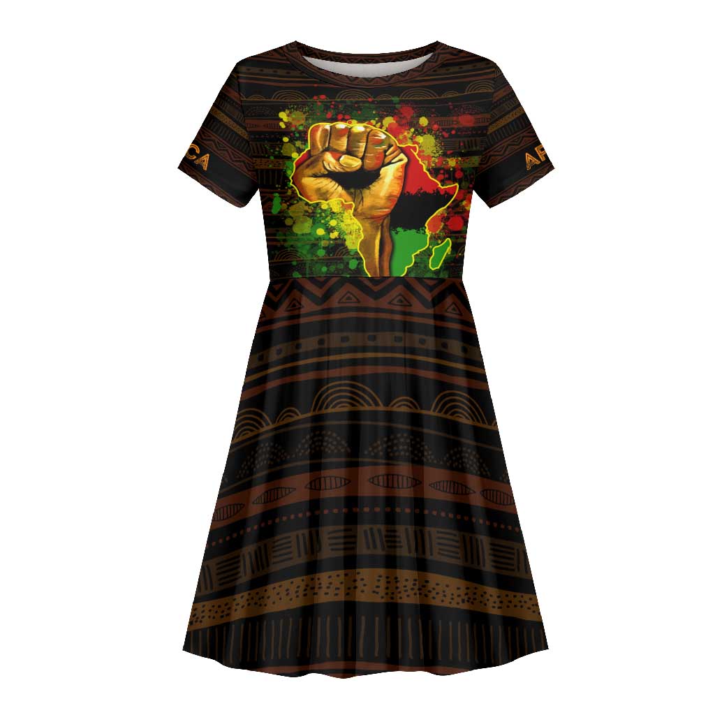 Black Power Kid Short Sleeve Dress Africa Map