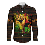 Black Power Long Sleeve Button Shirt Africa Map