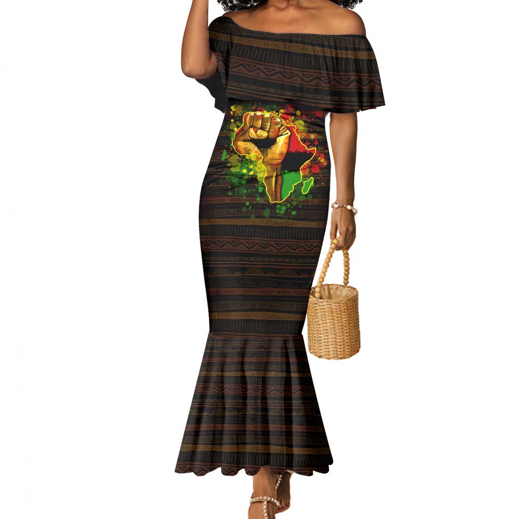 Black Power Mermaid Dress Africa Map