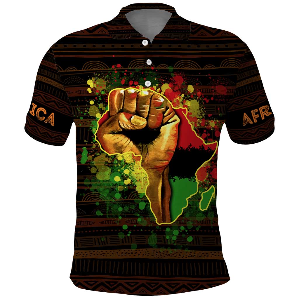 Black Power Polo Shirt Africa Map