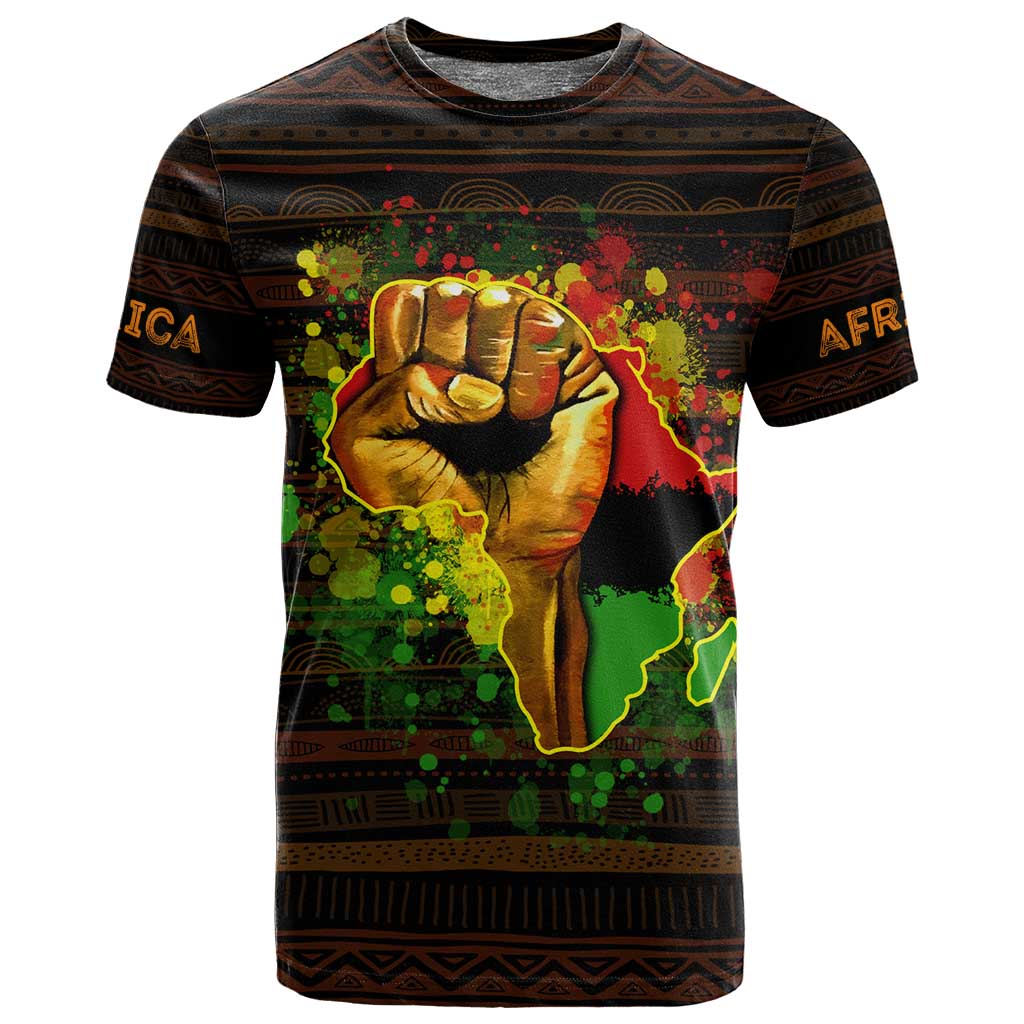 Black Power T shirt Africa Map