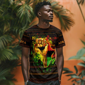 Black Power T shirt Africa Map