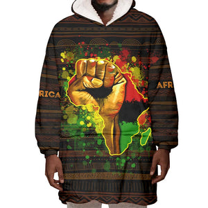 Black Power Wearable Blanket Hoodie Africa Map