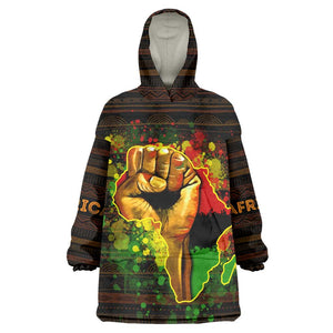 Black Power Wearable Blanket Hoodie Africa Map