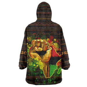 Black Power Wearable Blanket Hoodie Africa Map