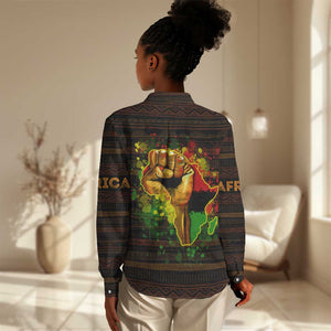 Black Power Women Casual Shirt Africa Map