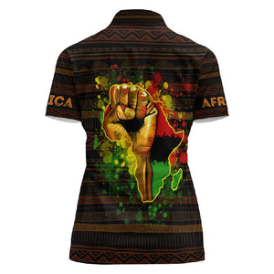 Black Power Women Polo Shirt Africa Map