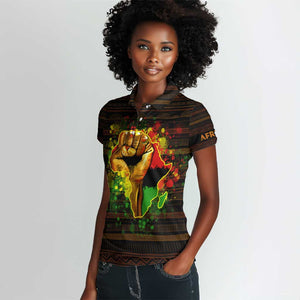 Black Power Women Polo Shirt Africa Map