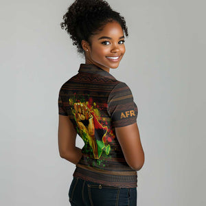 Black Power Women Polo Shirt Africa Map