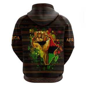 Black Power Zip Hoodie Africa Map