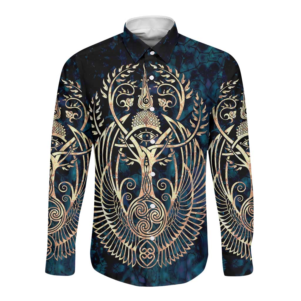 Adinkra Symbols Long Sleeve Button Shirt Tree of Life