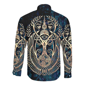 Adinkra Symbols Long Sleeve Button Shirt Tree of Life