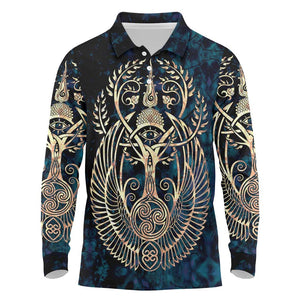 Adinkra Symbols Long Sleeve Polo Shirt Tree of Life