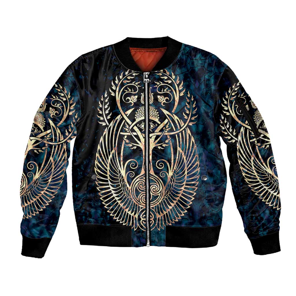 Adinkra Symbols Sleeve Zip Bomber Jacket Tree of Life