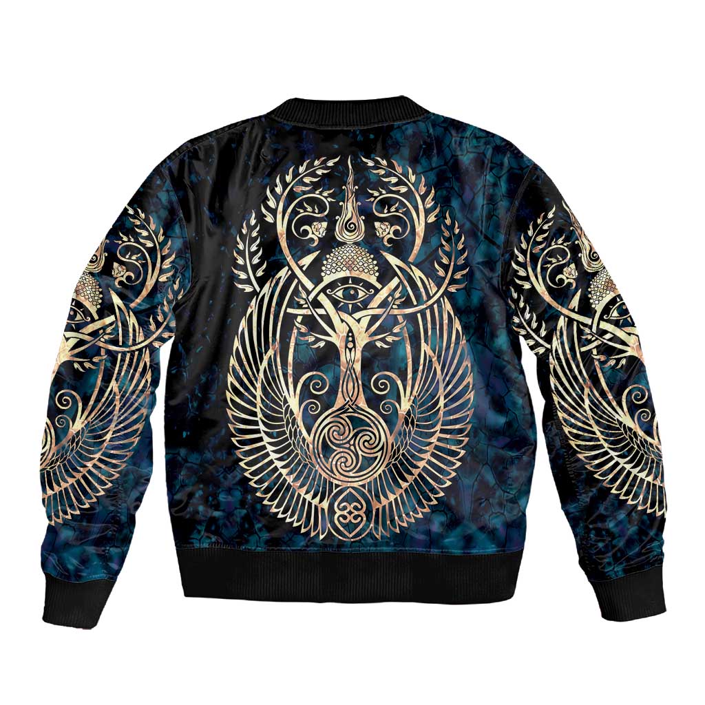 Adinkra Symbols Sleeve Zip Bomber Jacket Tree of Life