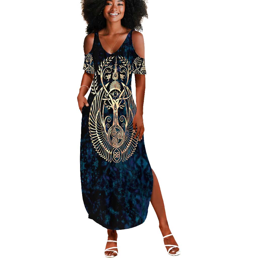 Adinkra Symbols Summer Maxi Dress Tree of Life