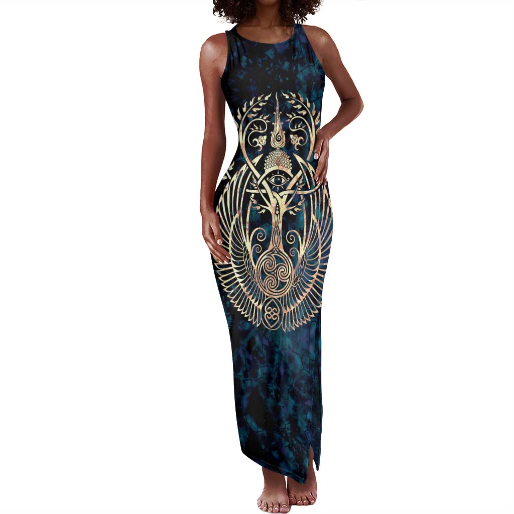 Adinkra Symbols Tank Maxi Dress Tree of Life