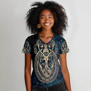 Adinkra Symbols Women V-Neck T-Shirt Tree of Life