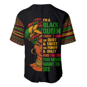 Three Sides Of Me Baseball Jersey African Women Black Queen